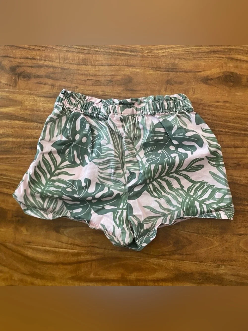 Children's Place Girls Pink Green Leaf Print Tank Top + Shorts Size 4T Girly